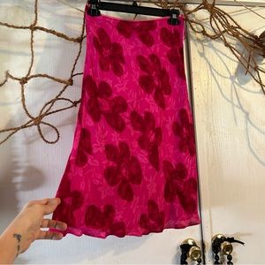 Bright Pink Vintage Flowered Skirt